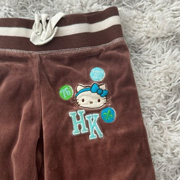 Vintage Hello Kitty Brown Velour Drawstring Pants - Picture 2 of 6